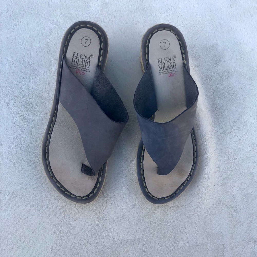 Elena Solano Leather Espradilles Sz.7 Heels